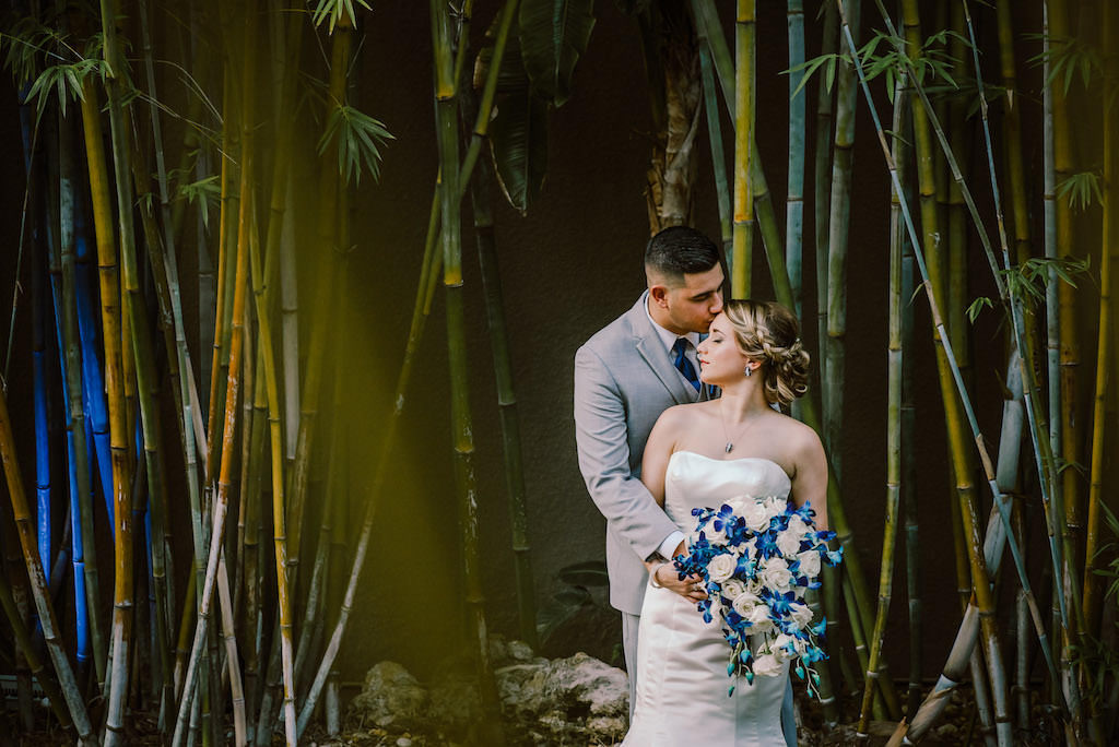 Bride and Groom Outdoor St. Petersburg Bamboo Garden Wedding Portrait | Tampa Bay Wedding Venue NOVA 535