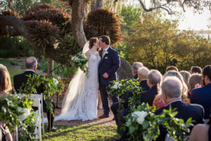 Florida Garden Wedding Bride and Groom Wedding Ceremony Portrait | Tampa Bay Photographer Cat Pennenga Photography | Sarasota Wedding Venue Marie Selby Botanical Gardens | Wedding Planner NK Productions