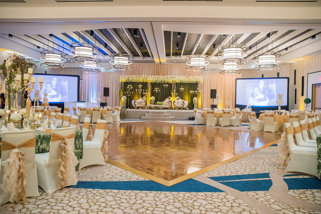 Glamorous Indian Wedding Hotel Ballroom Reception Decor