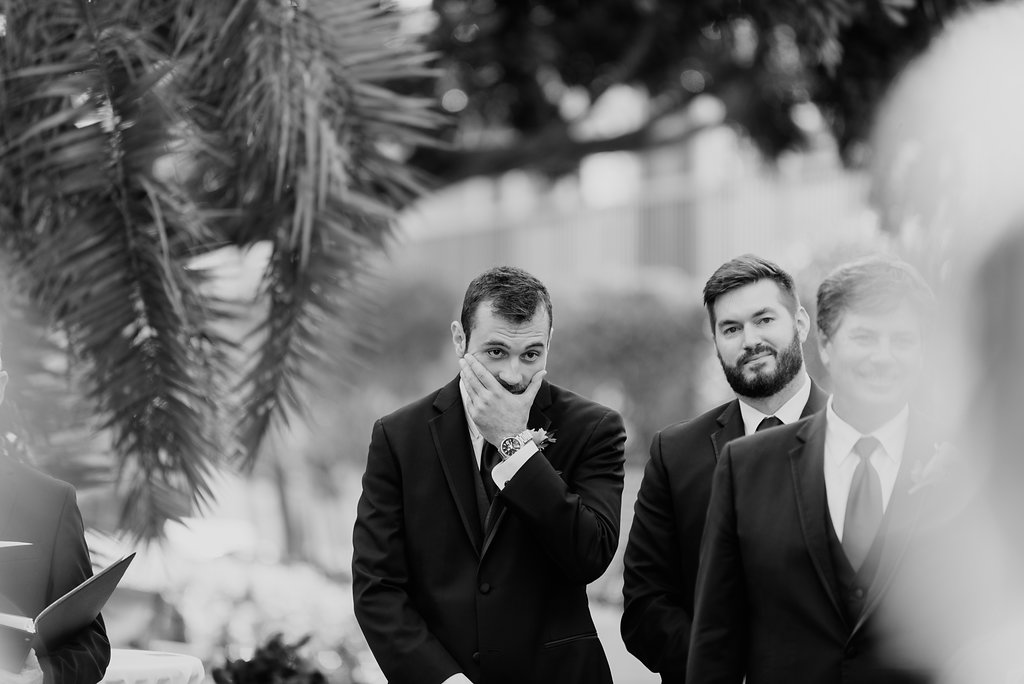 Groom Reaction to Bride Walking Down the Aisle During Wedding Ceremony
