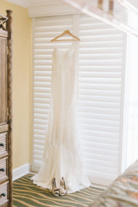 Lace V Neck Fitted and Spaghetti Strap Wedding Dress | Tampa Bay Photographer Kera Photography