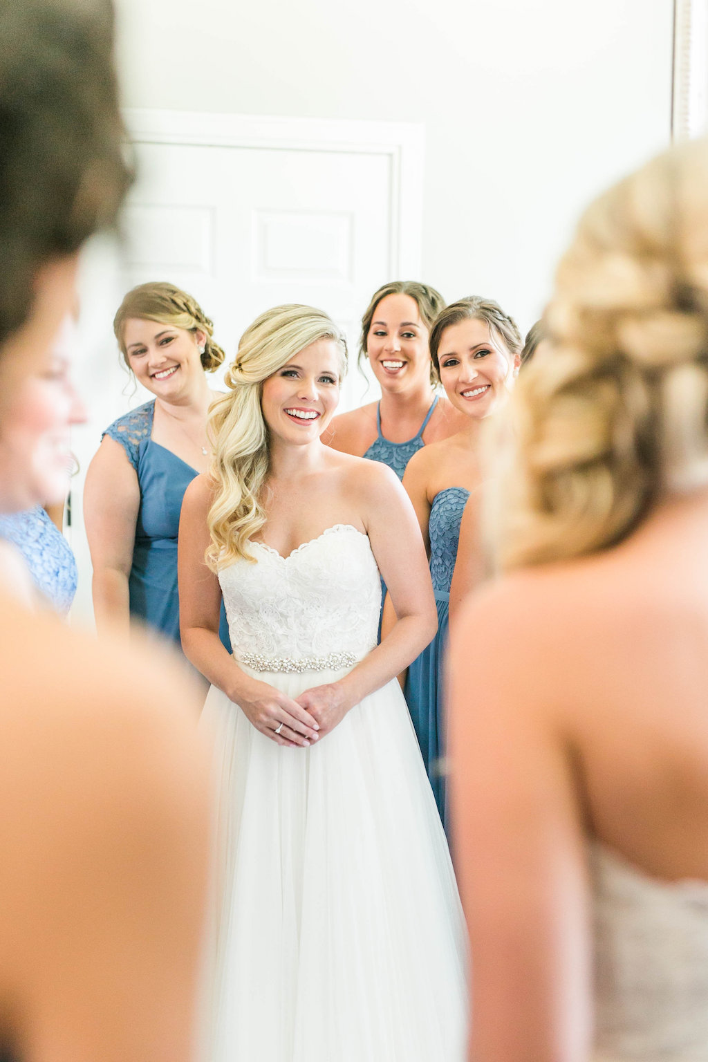 Bride First Look Wedding Portrait with Bridesmaids | Tampa Bay Hair and Makeup Femme Akoi