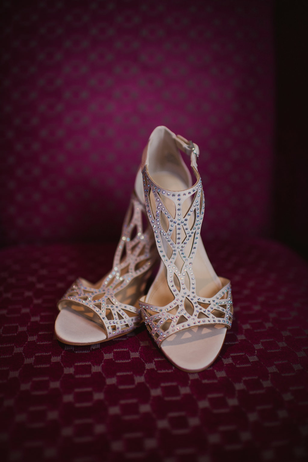 Champagne and Rhinestone Cage Sandal Style Wedding Heel Shoe