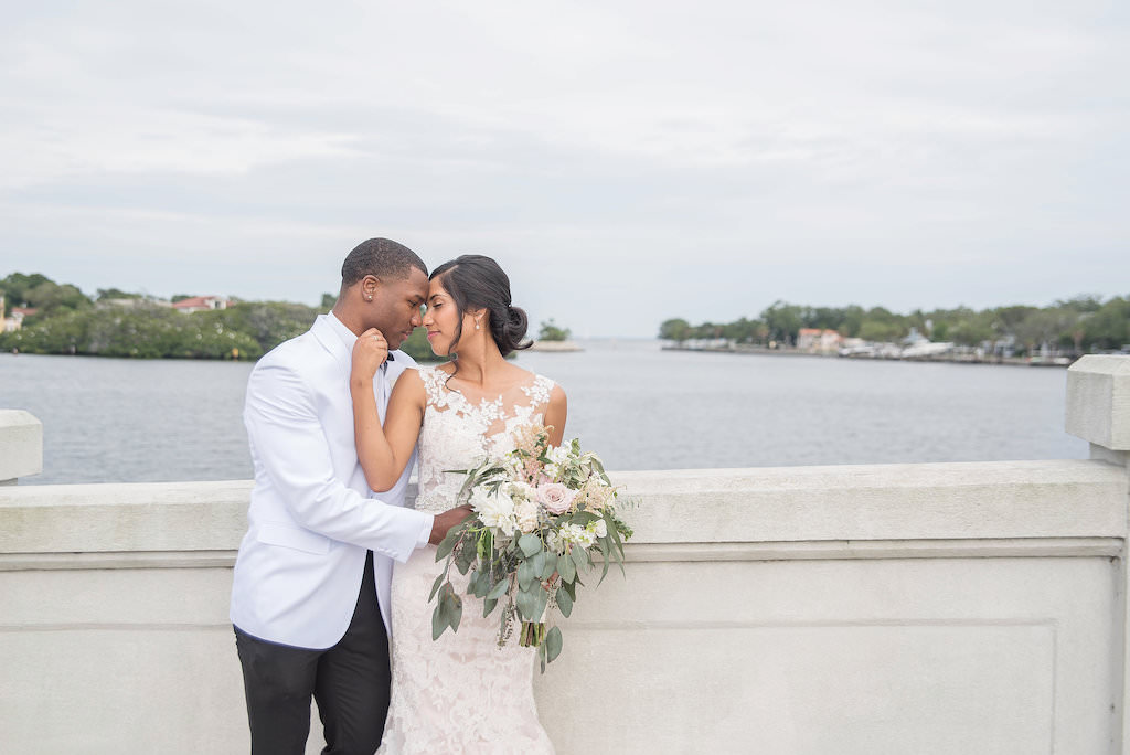 Florida Bride and Groom Waterfront Wedding Portrait | St. Pete Wedding Photographer Kristen Marie Photography
