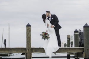 Outdoor Florida Bride and Groom Romantic Wedding Portrait | St. Petersburg Wedding Venue Isla del Sol Yacht and Country Club
