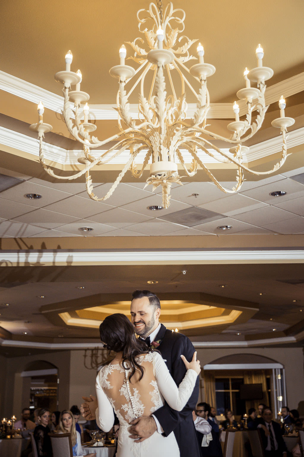 Bride and Groom Ballroom Wedding Ceremony First Dance Portrait | St. Petersburg Waterfront Venue Isla Del Sol Yacht and Country Club