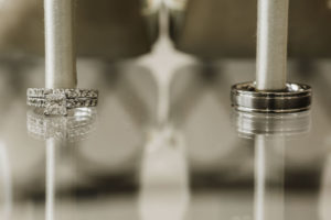 Princess Cut Diamond Engagement Ring and Diamond Wedding Band, Silver Groom Wedding Ring