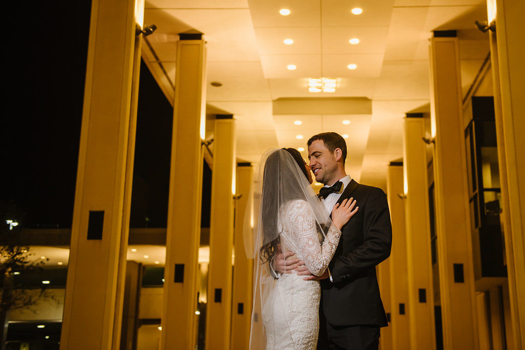 Bride and Groom Wedding Portrait at Downtown St. Pete Wedding Venue the Mahaffey Theatre