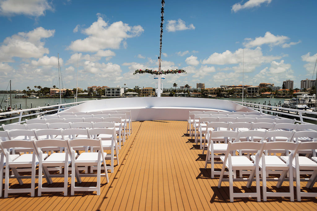 Tampa Outdoor Wedding Ceremony on Tampa Waterfront Wedding Venue Yacht Starship IV