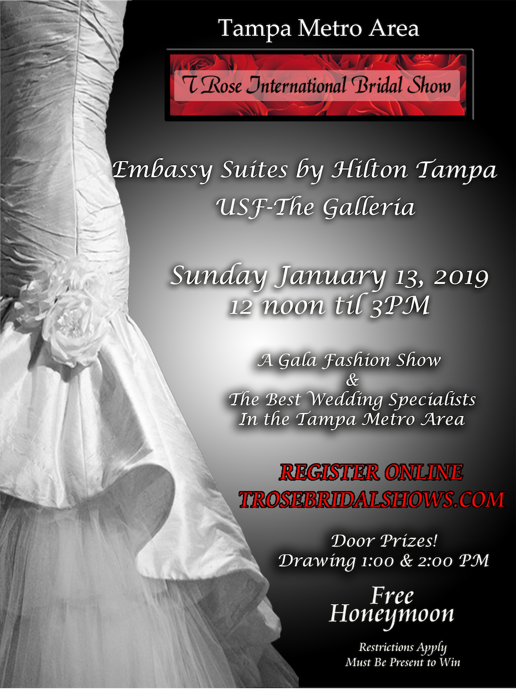 Tampa Bay Bridal Show, Sunday January 13, 2019 at Embassy Suites Tampa USF