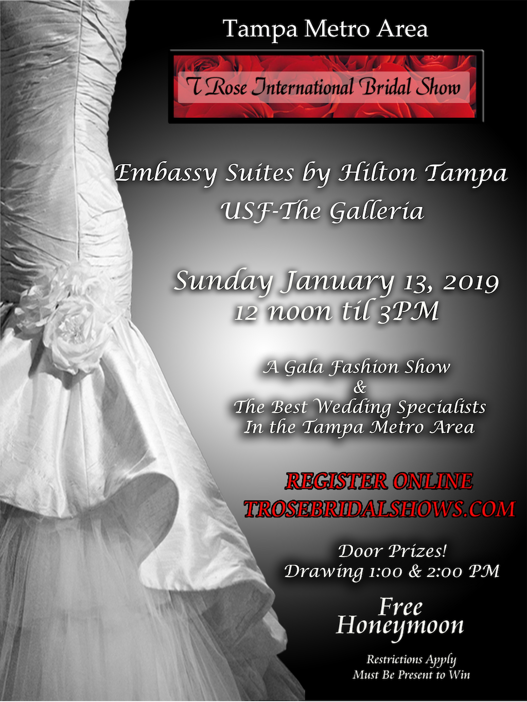 Tampa Bay Bridal Show, Sunday January 13, 2019 at Embassy Suites Tampa USF 