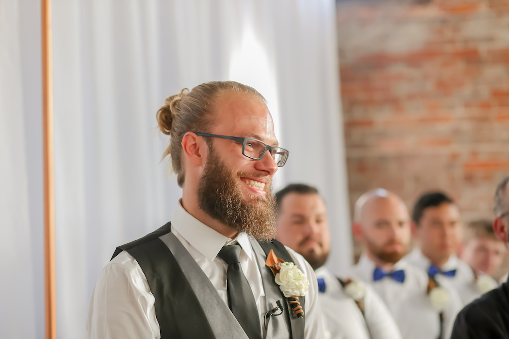 Florida Groom Watching Bride Walking Down the Aisle | Tampa Bay Wedding Photographer Lifelong Photography Studios