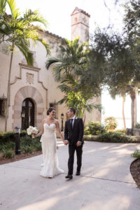 Florida Bride and Groom Outdoor Wedding Portrait Holding Hands | Tampa Bay Wedding Photographer Cat Pennenga Photography | Sarasota Wedding Venue Powel Crosley Estate | Planner NK Productions