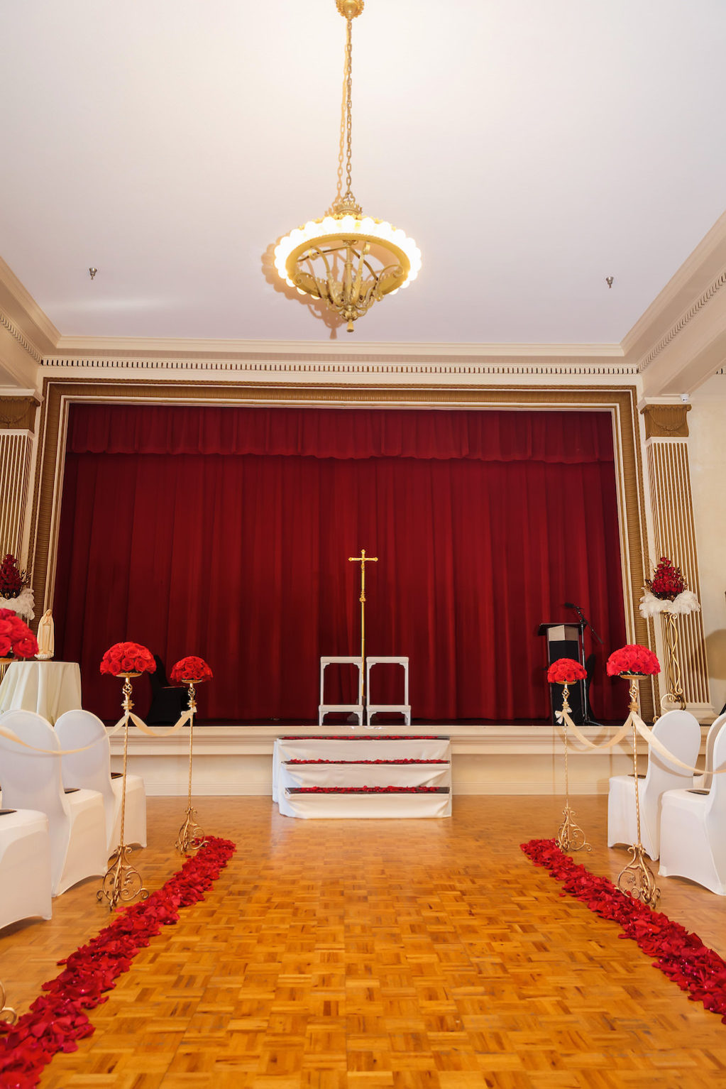 Classic Traditional Wedding Ceremony with Red Rose Petal Aisle | Ybor City Wedding Venue The Italian Club