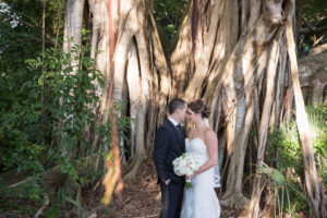 Outdoor Florida Bride and Groom Wedding Portrait, Bride in Sweetheart, Strapless Lace Stella York Wedding Dress | Tampa Bay Wedding Photographer Cat Pennenga Photography | Sarasota Planner NK Productions
