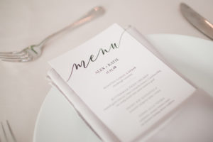 Custom White and Black Font Wedding Menu | Tampa Bay Wedding Photographer Lifelong Photography Studio | Planner Love Lee Lane | Catering Tastes of Tampa Bay