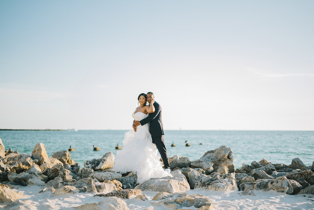Beachfront Florida Bride and Groom Wedding Portrait | Tampa Bay Wedding Photographer Kera Photography | Clearwater Beach Wedding Venue Opal Sands Resort