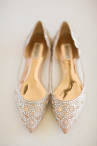 Pointed Nude and Rhinestone Flat Wedding Shoes