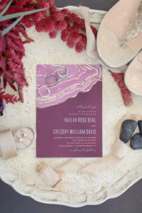 Jewel Tone Purple, Plum with Gold Foil Accent and Agate Stone Inspired Wedding Invitation | Tampa Bay Wedding Photographer Lifelong Photography Studios