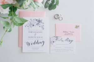 Blush Pink, White and Grey Floral Wedding Invitation Suite
