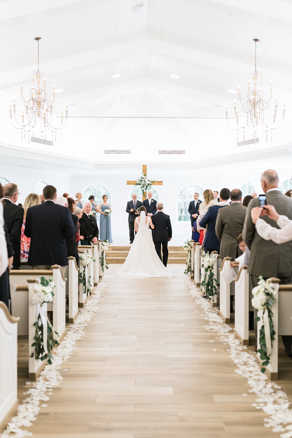 Wedding Ceremony Portrait of Bride, Groom and Father of the Bride at Altar | Clearwater Wedding Ceremony Venue Harborside Chapel