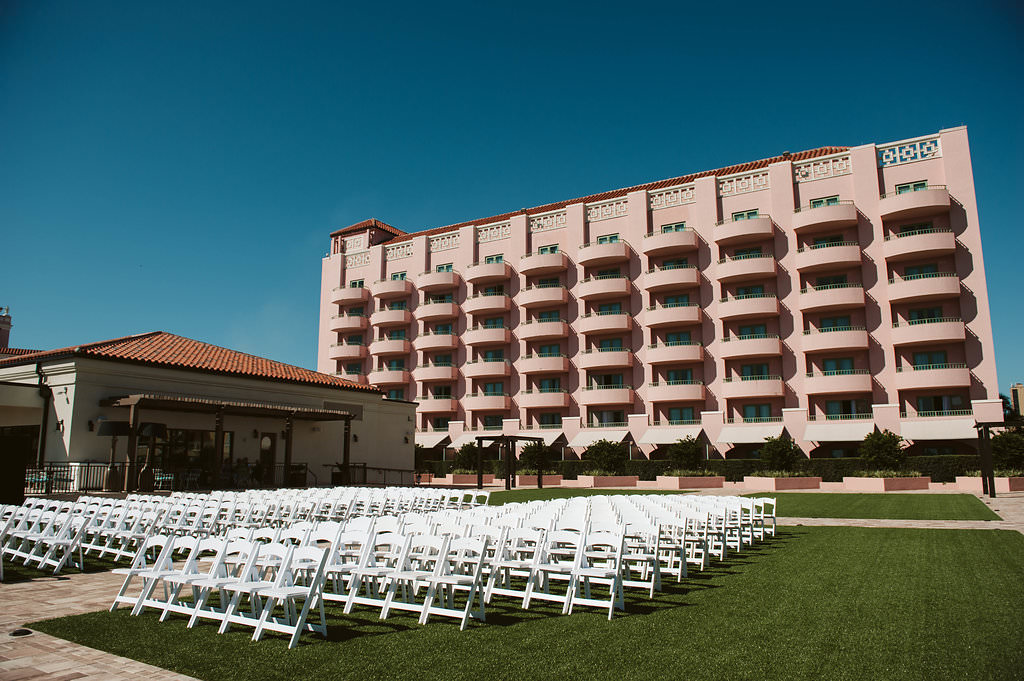 Outdoor downtown St. Pete lawn wedding ceremony | Marriott Vinoy Renaissance