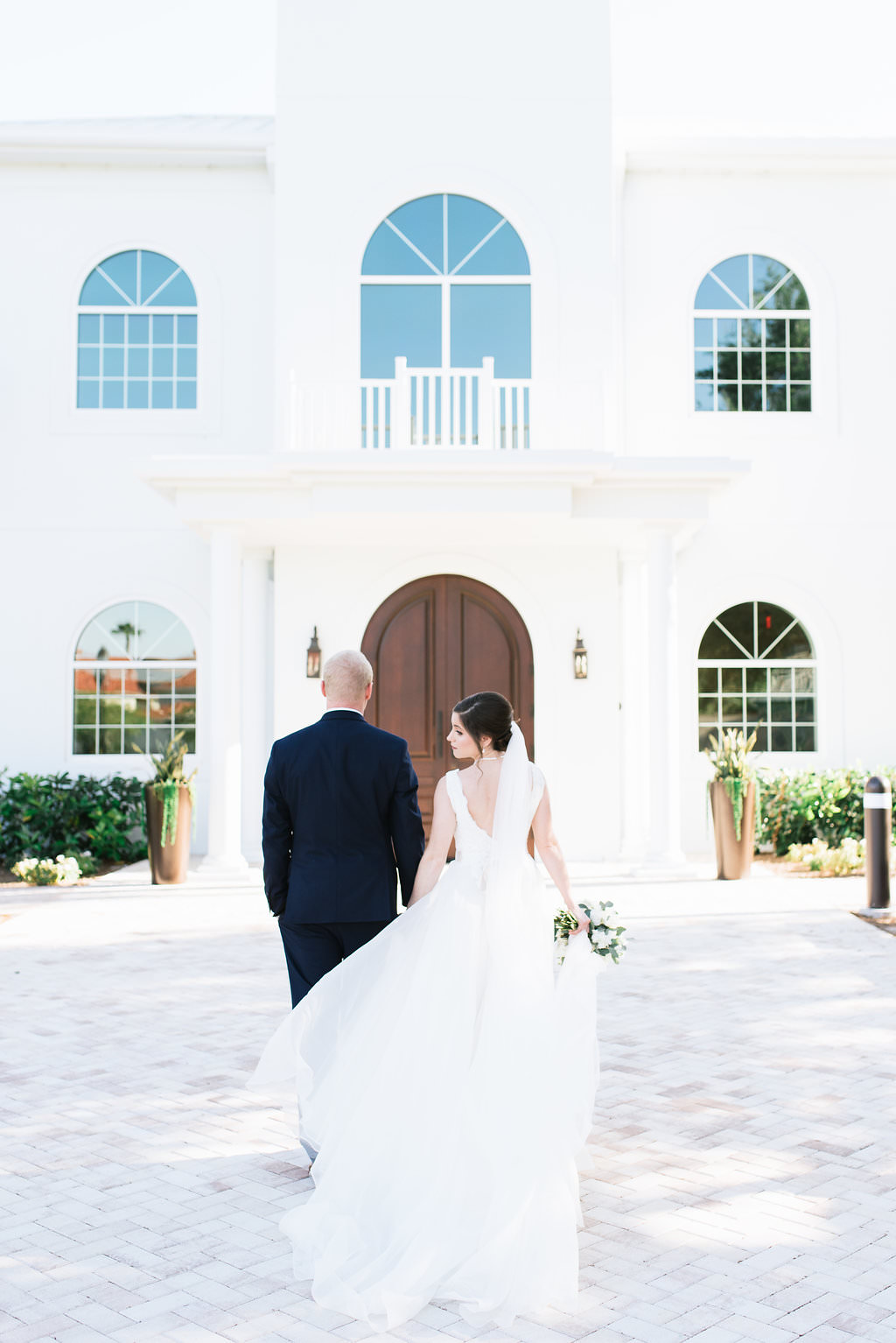 Florida Outdoor Bride and Groom Wedding Portrait | Clearwater Wedding Ceremony Venue Harborside Chapel
