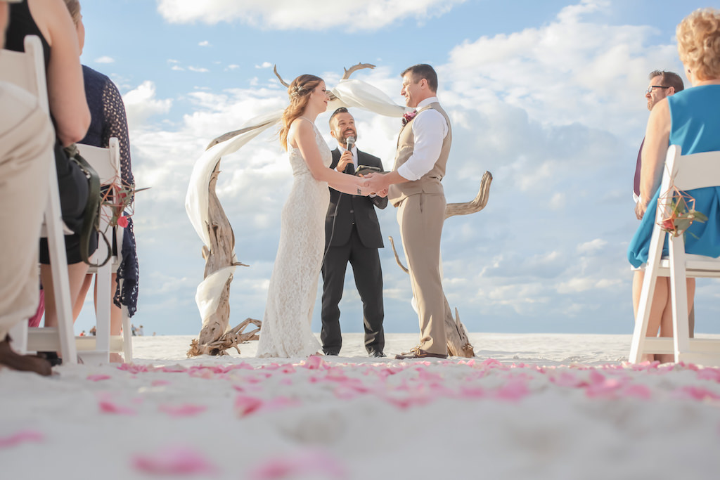 Florida Beachfront Wedding Ceremony Bride and Groom Portrait | Tampa Bay Wedding Photographer Lifelong Photography Studios | Clearwater Beach Hotel Wedding Venue Hilton Clearwater Beach
