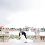 Tampa Bay Outdoor Lakefront Bride and Groom Wedding Portrait | Lakeland Wedding Venue Lake Mirror Amphitheater | Planner Love Lee Lane