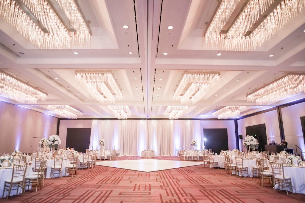 Wedding Hotel Ballroom with Chandeliers at Hilton Downtown Tampa Wedding Venue | Tampa Bay Wedding Photographer Lifelong Photography Studio