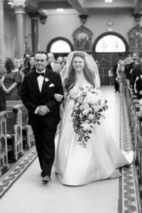 Tampa Bride Walking Down the Aisle with Father During Wedding Ceremony | Wedding Venue Sacred Heart Catholic Church
