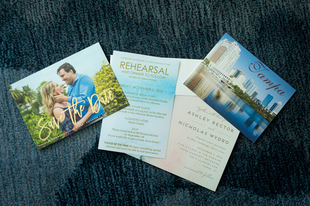 Downtown Tampa Florida Theme Wedding Invitation Suite and Save the Date