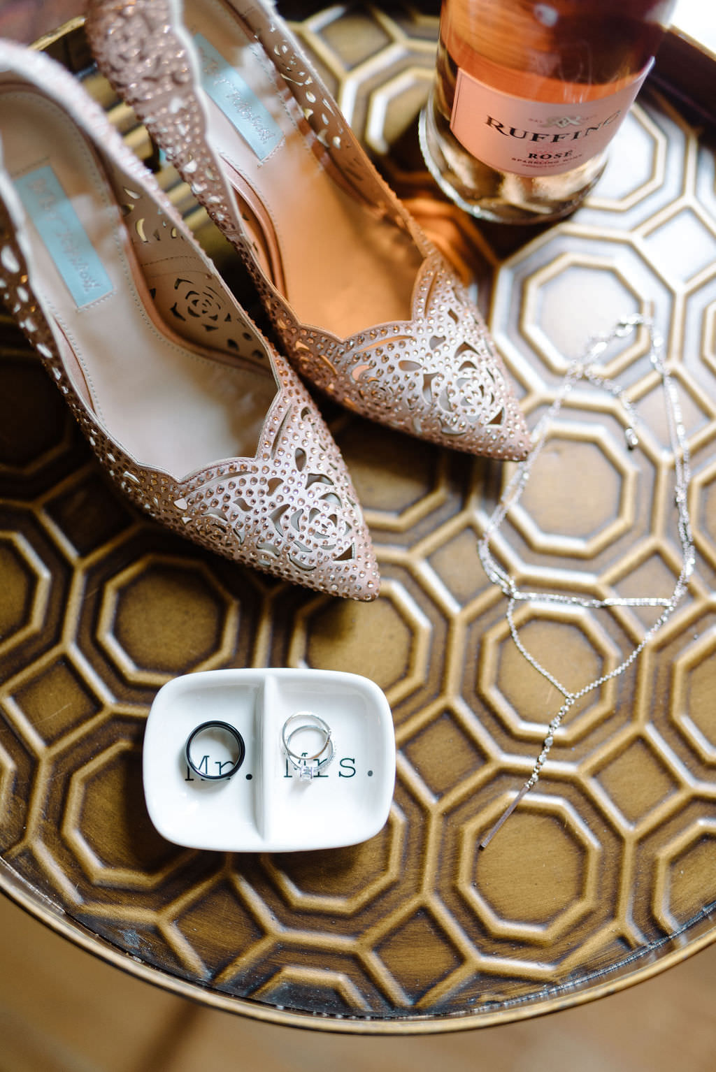 Crystal studded wedding bridal heels with Ring Dish