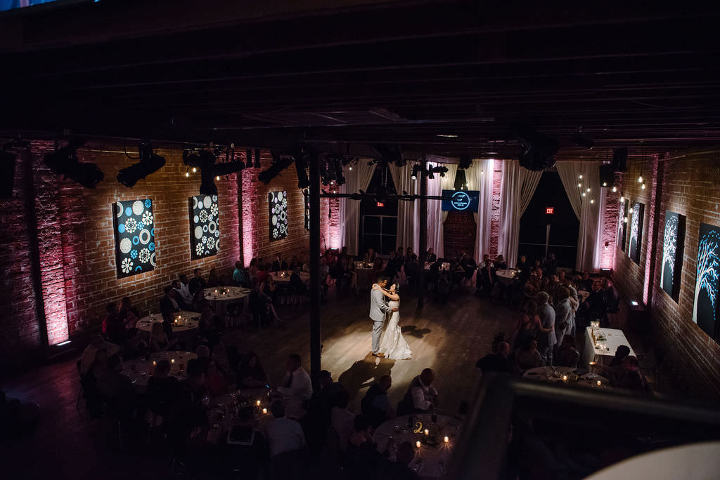 Industrial Wedding Reception at NOVA 535 in St. Pete with Brick Walls | Tampa Bay Wedding Photographer Kera Photography