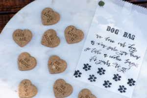 Custom Dog Biscuit Cookie Wedding Favors and Custom Doggie Bag Take Home Favor | Tampa Bay Wedding Photographer Caroline and Evan Photography | Designer and Planner Southern Glam Weddings and Events | Wedding Cake Baker Artistic Whisk