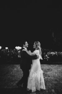 Florida Bride and Groom First Dance Black and White Wedding Portrait | Sarasota Wedding Venue Marie Selby Botanical Gardens