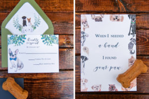 Dog Inspired Watercolor Sage Green, White and Navy Blue Wedding Invitation Suite | Tampa Bay Wedding Photographer Caroline and Evan Photography | Planner and Designer Southern Glam Weddings & Events