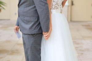 Closeup Portrait of Bride and Groom Holding Hands Before First Look | Tampa Bay Wedding Photographer Lifelong Photography Studios