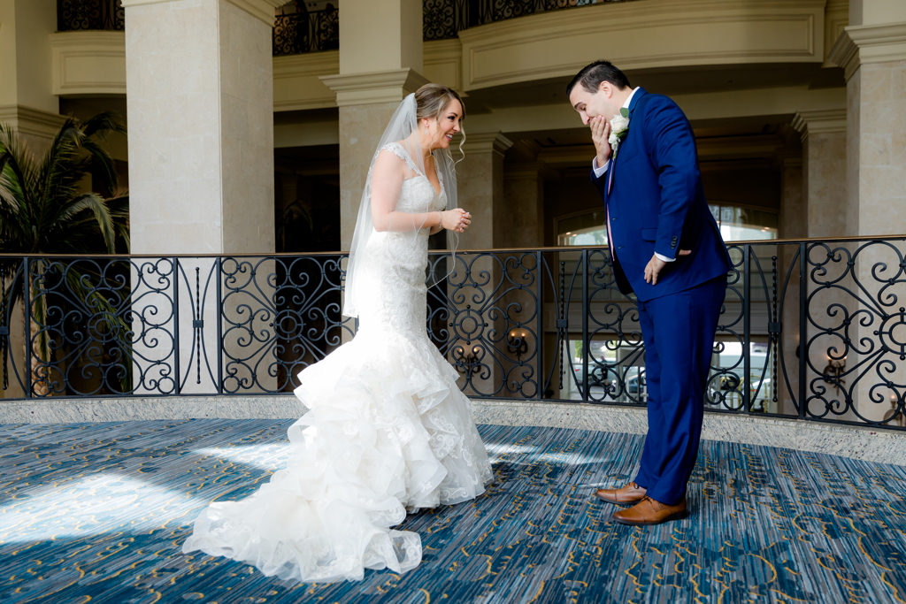 Tampa Bay Bride and Groom First Look Wedding Portrait