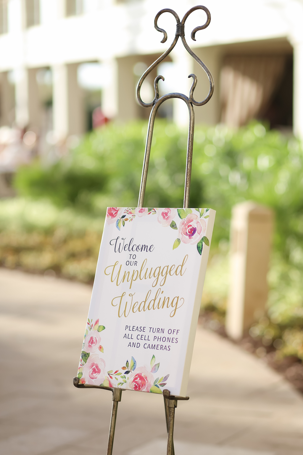 Clearwater Beach Wedding Ceremony Decor, White and Floral Welcome Sign | Tampa Bay Wedding Photographer Lifelong Photography Studios