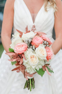 Bride Wedding Portrait with White, Ivory, Pink, and Berry Floral Wedding Bouquet | Tampa Bay Wedding Photographer Lifelong Photography Studios