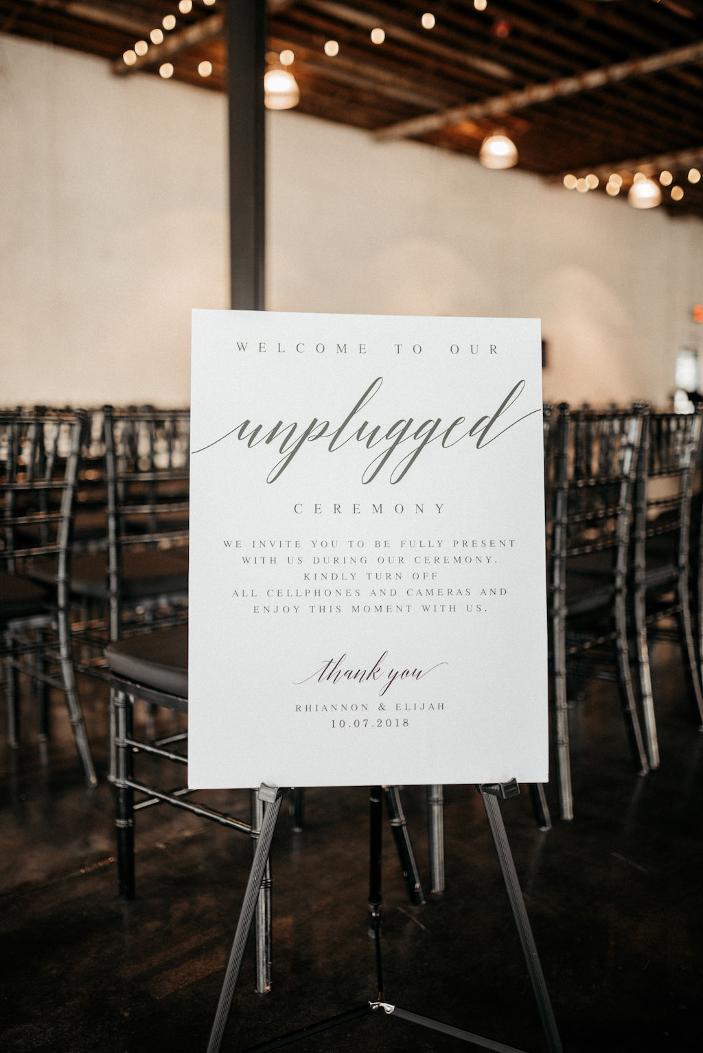 Classic White and Black Wedding Welcome Unplugged Ceremony Sign