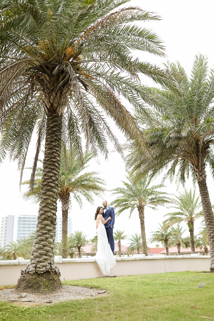Clearwater Beach Bride and Groom Wedding Portrait Outside Large Palm Trees | Photographer Lifelong Photography Studios (23)