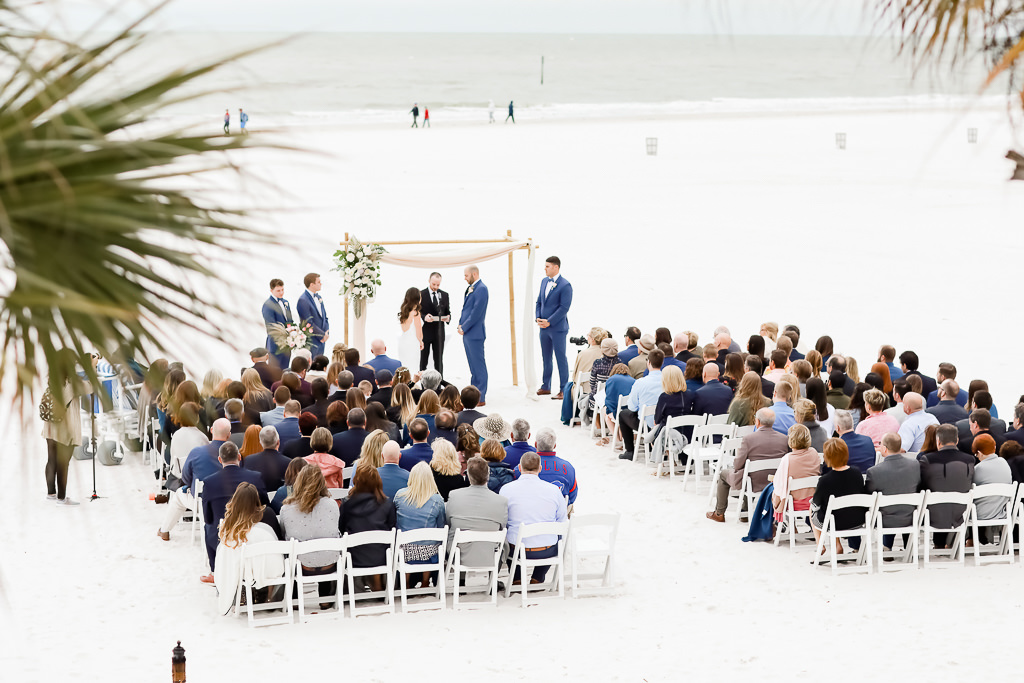 Bride and Groom Destination Florida Wedding Ceremony Beachfront Portrait | Hotel Wedding Venue The Hilton Clearwater Beach Resort & Spa | Photographer Lifelong Photography Studios