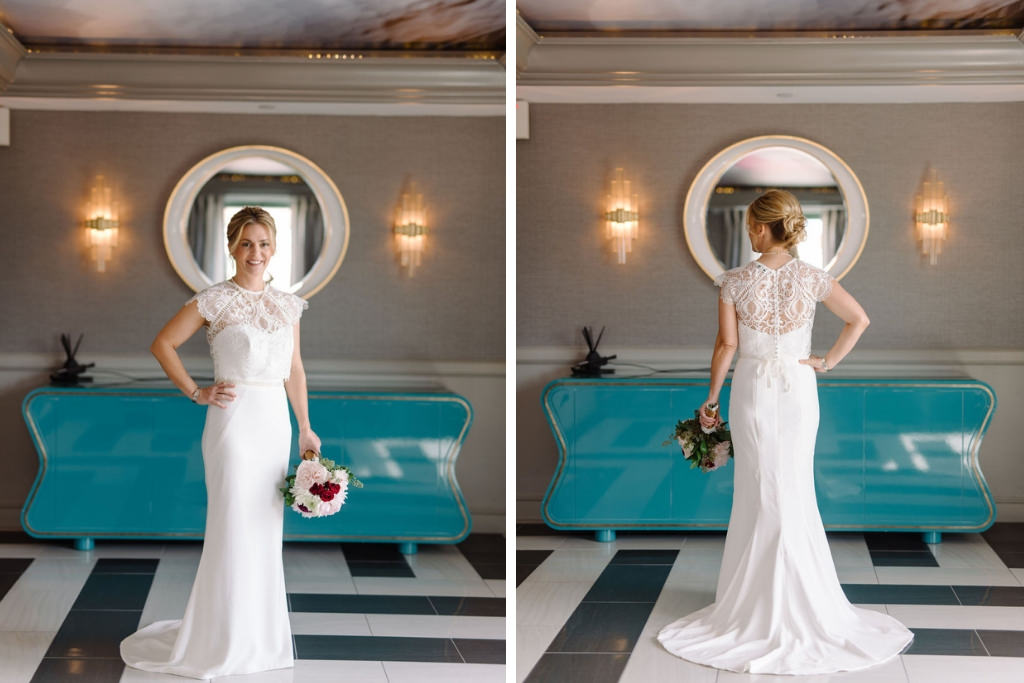 Bridal Wedding Portrait in Cap Sleeve Lace Sheath Wedding Dress | St. Pete Wedding Photographer Kera Photography