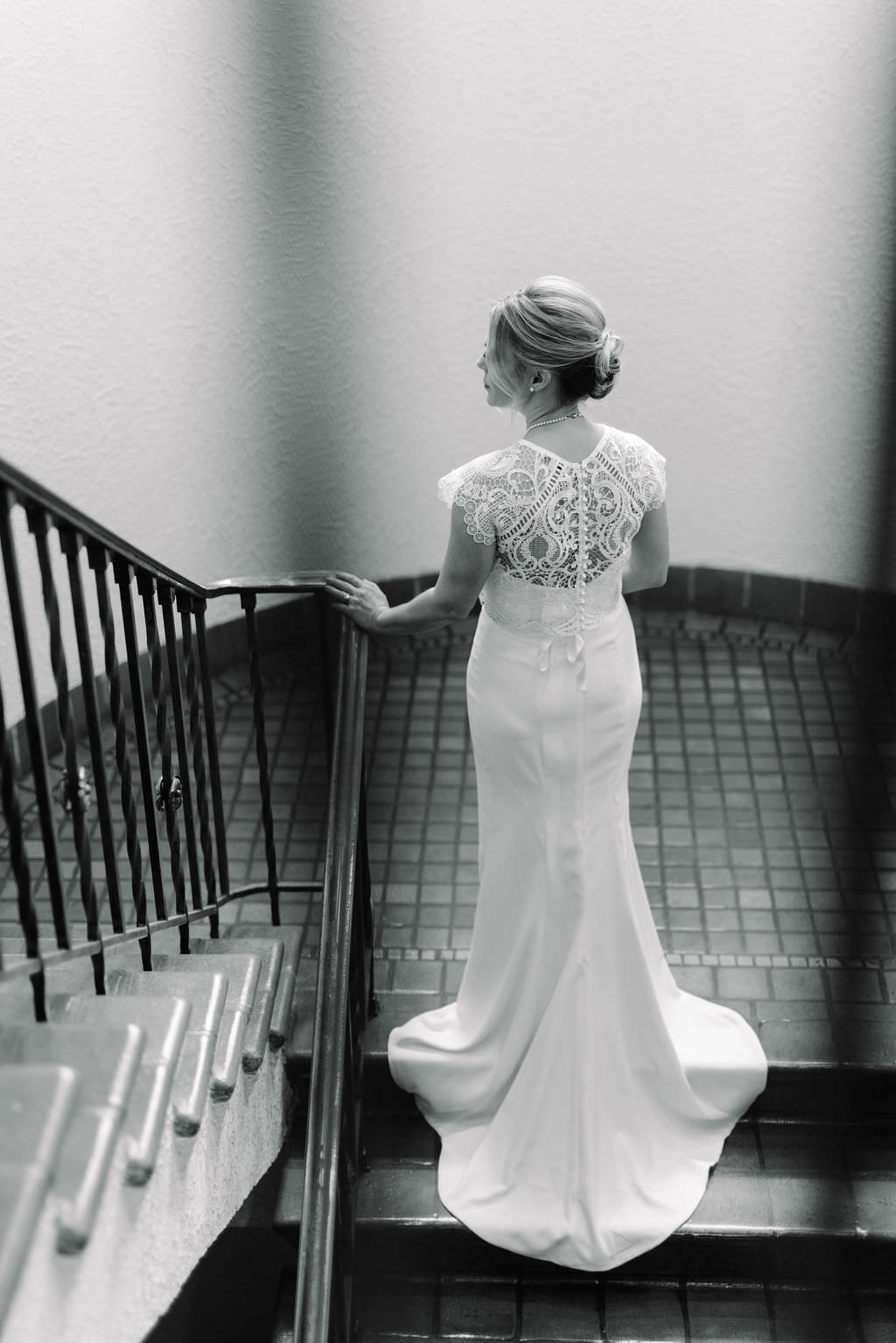 Creative Bridal Wedding Portrait of Bride on Stairs | St. Pete Wedding Photographer Kera Photography