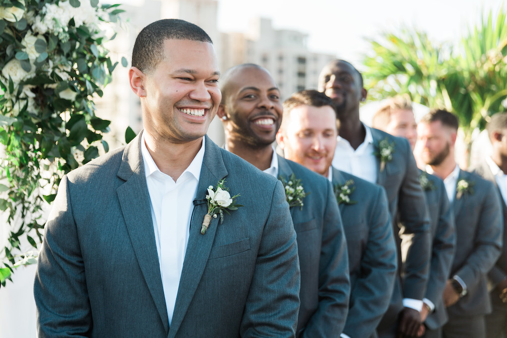 Florida Groom Reaction to Bride Walking Down the Wedding Ceremony Aisle