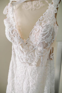 Lace and Rhinestone Embellished Deep V Neckline Illusion Fitted Wedding Dress with Tank Top Straps