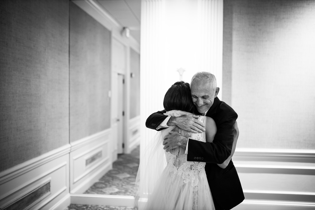 Bride and Father of the Bride Intimate First Look Wedding Photo | South Tampa