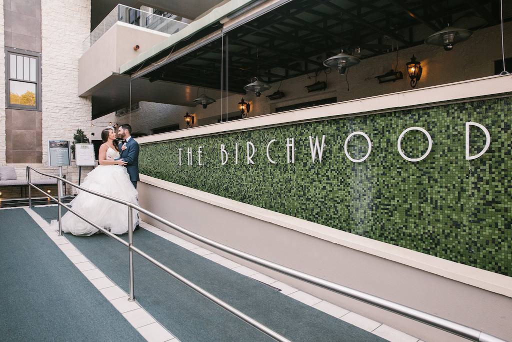 Outdoor First Look Wedding Portrait | Downtown St. Pete Boutique Hotel Wedding Venue The Birchwood